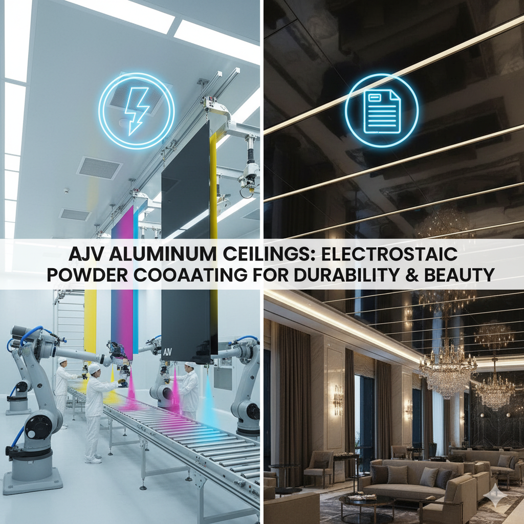 نقش فناوری رنگ پودری الکترواستاتیک در دوام و زیبایی سقف‌های آلومینیومی ای جی وی