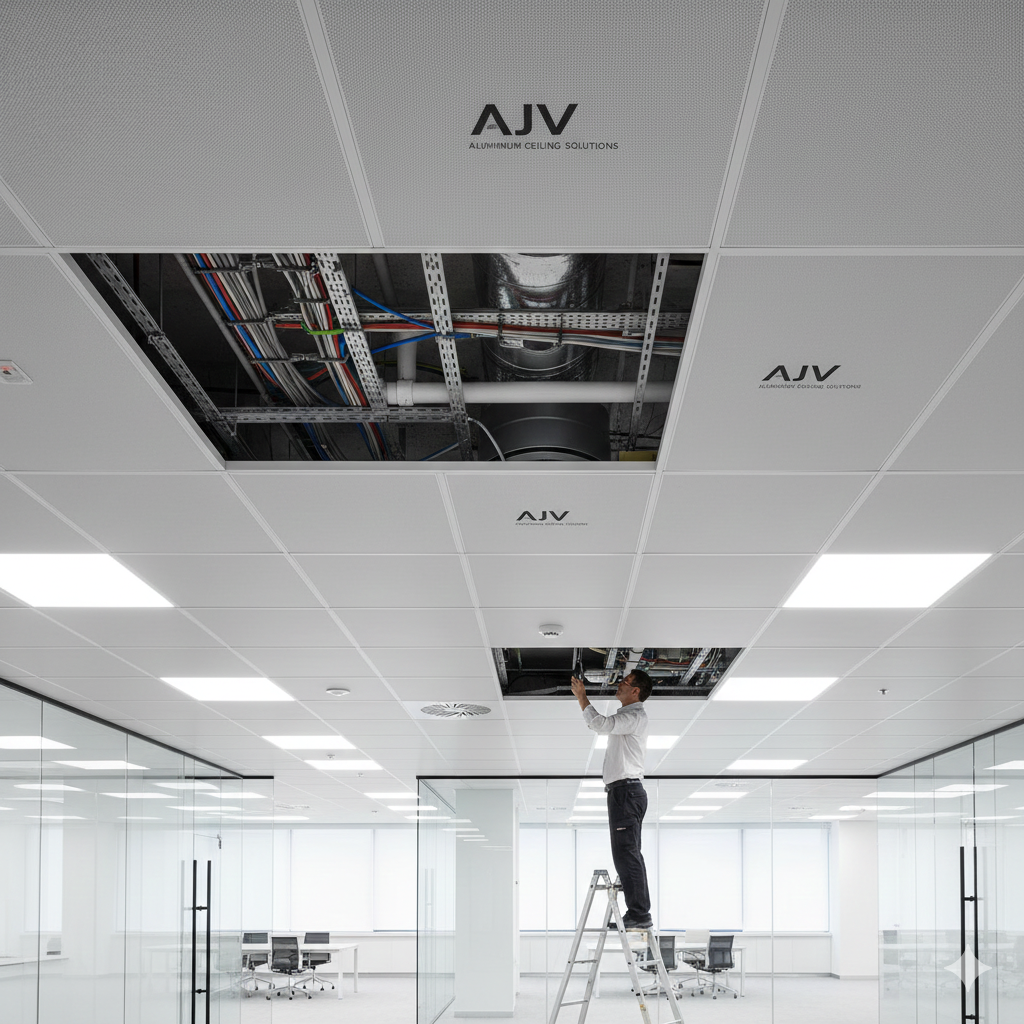 سقف‌های آلومینیومی AJV به‌عنوان راهکار هوشمند برای مدیریت تأسیسات و دسترسی آسان در ساختمان‌های مدرن